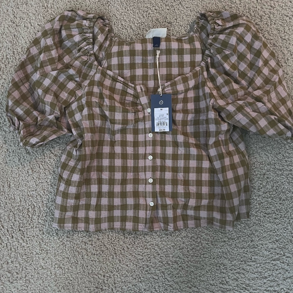 Women's Puff Short Sleeve Peasant Top - Universal Thread